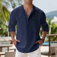 Augustin Shirt with V-Neck in Navy
