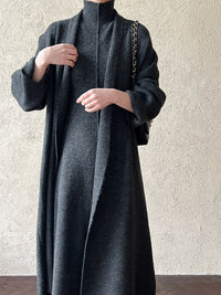 Aurelia Elegant Knit Coat in Dark Grey