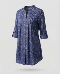 Aurelia Linen Blend Dress in Blue