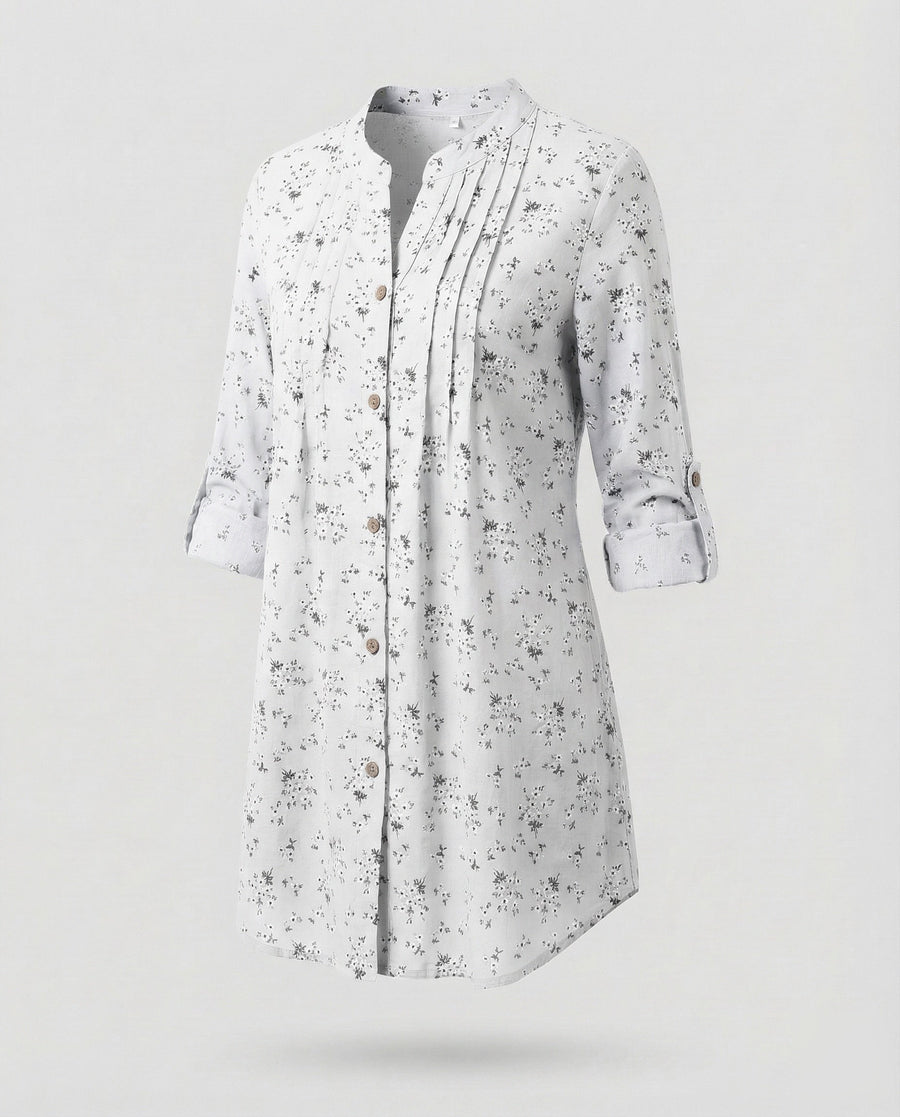 Aurelia Linen Blend Dress in White