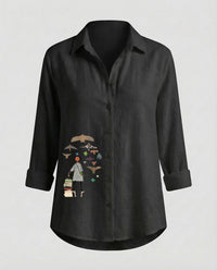 Aurelia Linen Shirt in Black