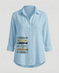 Aurelia Linen Shirt in Blue