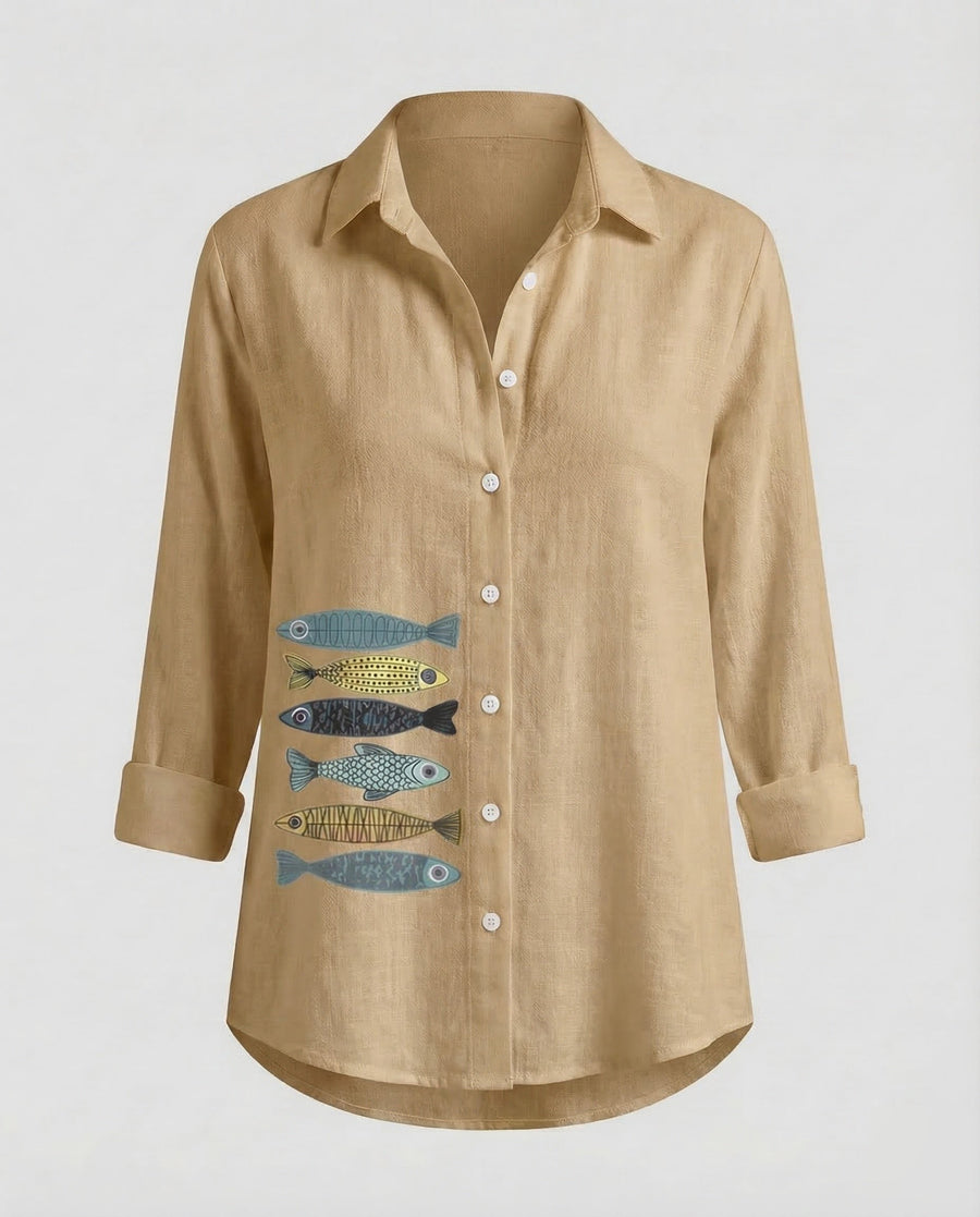 Aurelia Linen Shirt in Brown