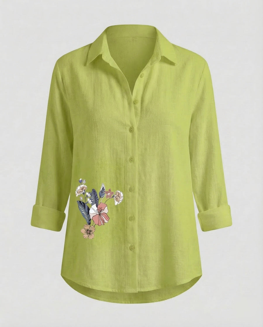 Aurelia Linen Shirt in Gruen