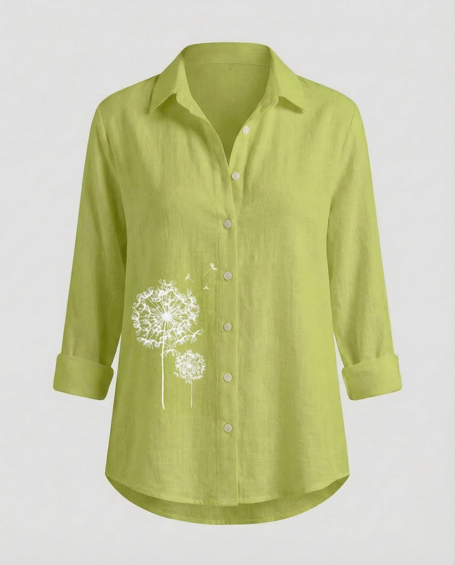 Aurelia Linen Shirt in Olive Green
