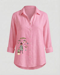 Aurelia Linen Shirt in Pink