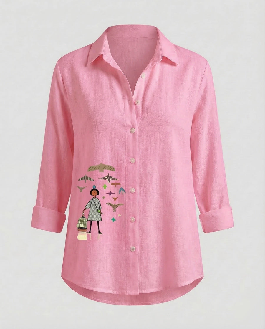 Aurelia Linen Shirt in Pink