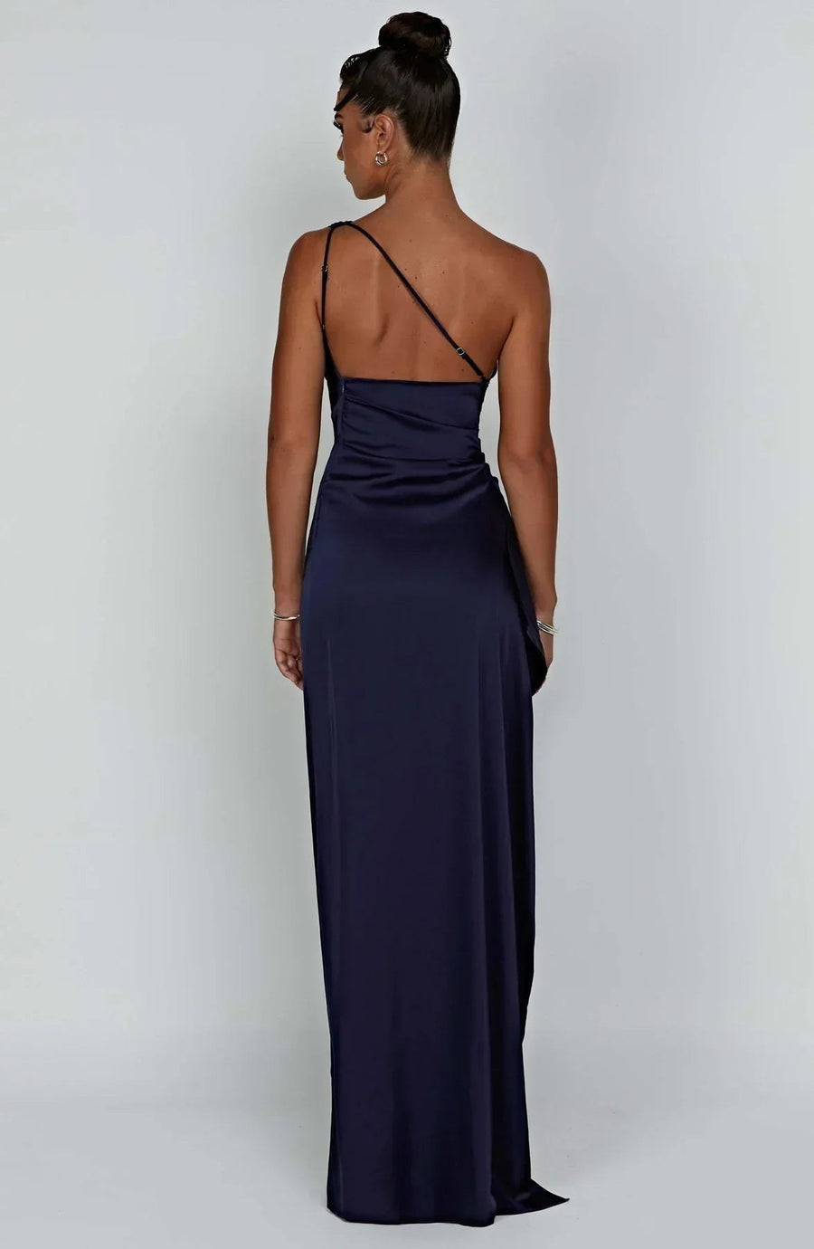 Aurelia Satin Dress with Side Split and Pleated