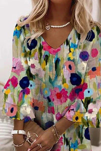 Aurelia Women's Floral Print V-Neck Mini Dress in Floral