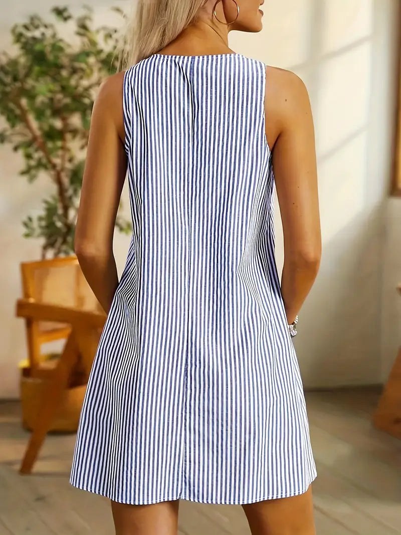 Aurélie Short Striped and Lightweight Dress in Pink