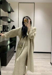 Aurora Elegant Knit Coat with Pockets in Grey
