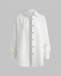 Aurora Elegant Linen Blouse with Oversized in White