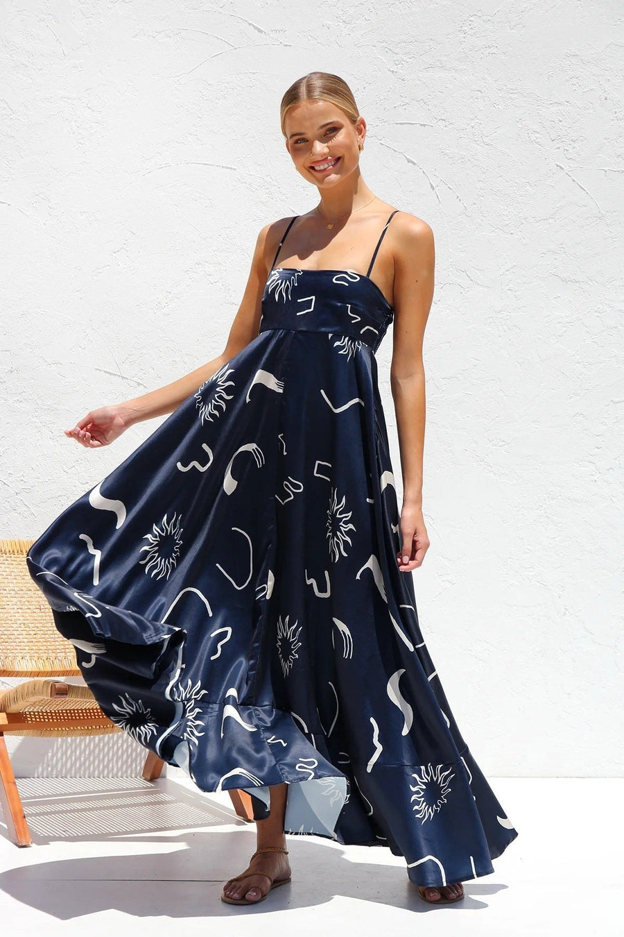 Aurora Elegant Maxi Dress in Navy
