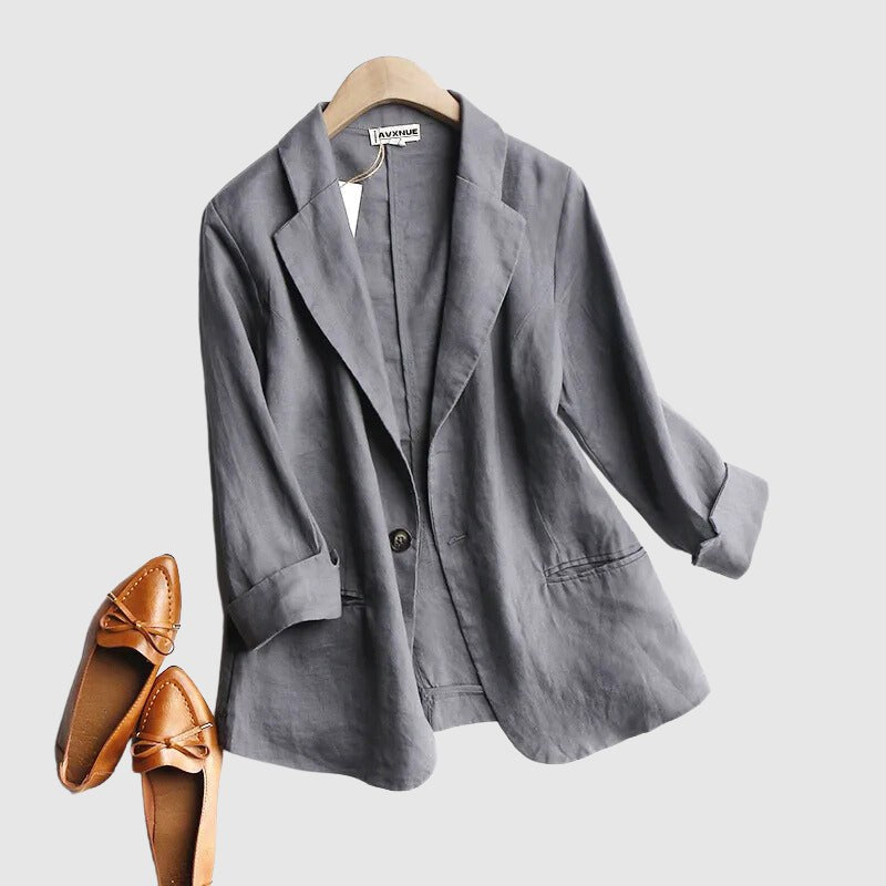 Aurora Linen Blazer in Grey