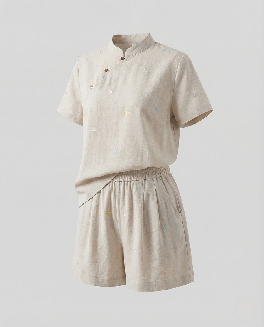 Aurora Linen Shorts in Grey
