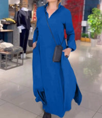 Aurora Maxi Dress with Pockets in Blue