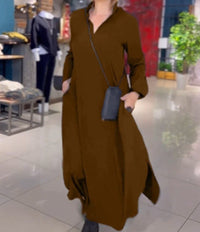 Aurora Maxi Dress with Pockets in Brown
