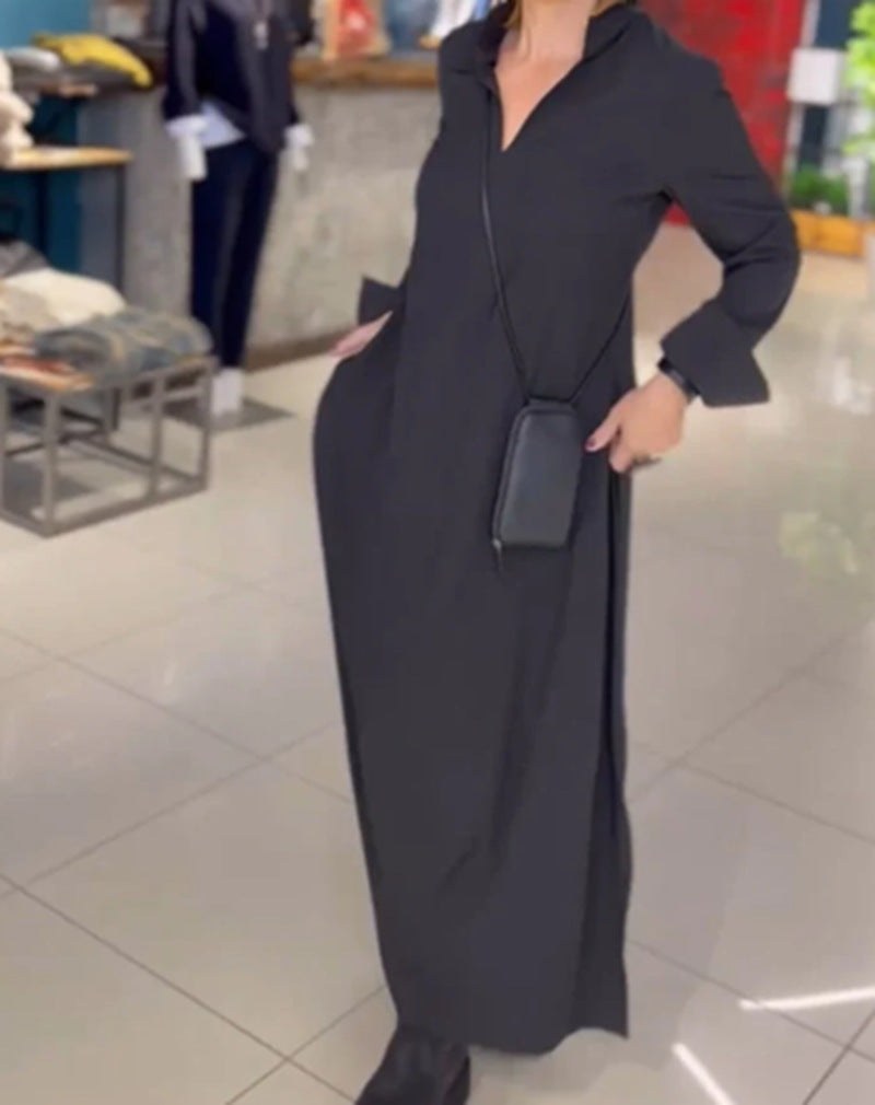 Aurora Maxi Dress with Pockets in Wine Red