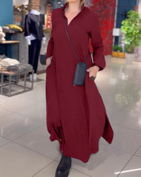 Aurora Maxi Dress with Pockets in Wine Red