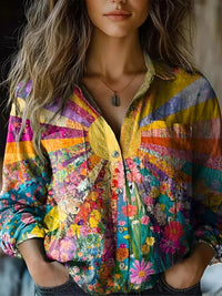 Auryn Women's Floral Patchwork Long Sleeve Blouse