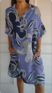 Ava Airy Dress with Pockets in Blue