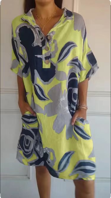 Ava Airy Dress with Pockets in Yellow