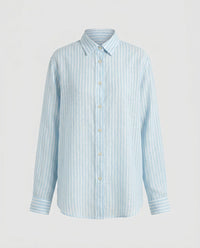 Ava Casual Linen Blouse in Blue
