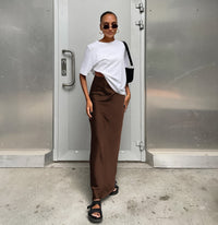 Ava Elegant Skirt in Brown