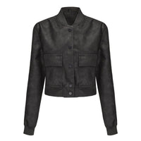 Ava Leather Jacket with Pockets in Black