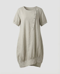 Ava Linen Dress with Pockets in Apricot