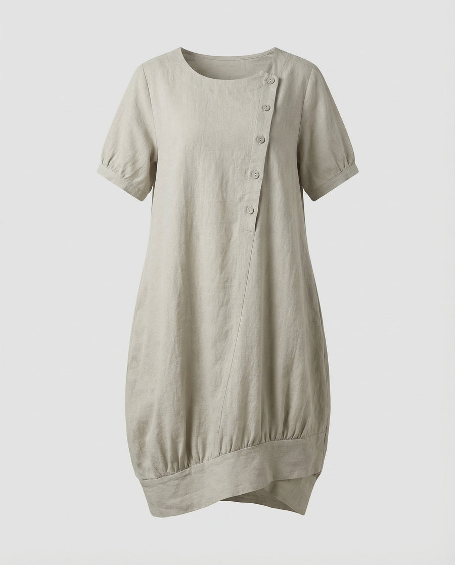 Ava Linen Dress with Pockets in Apricot