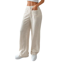 Ava Linen Trousers with Elastic Waist and Pockets