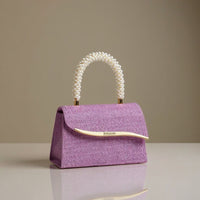 Ava Sequin Pearl Clutch in Lavender