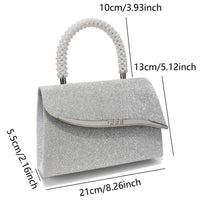 Ava Sequin Pearl Clutch in Silver