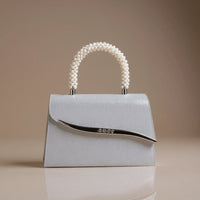 Ava Sequin Pearl Clutch in Silver