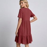 Ava Tiered Ruffle Mini Dress in Cabernet