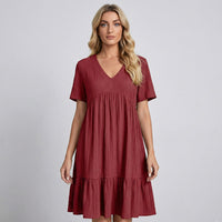 Ava Tiered Ruffle Mini Dress in Cabernet
