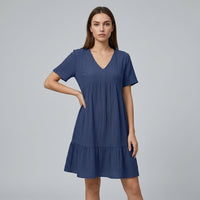 Ava Tiered Ruffle Mini Dress in Royal Blue