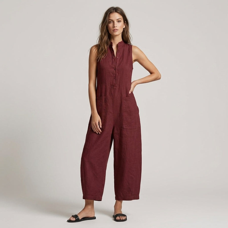 Ava Wide Leg Jumpsuit in Cabernet