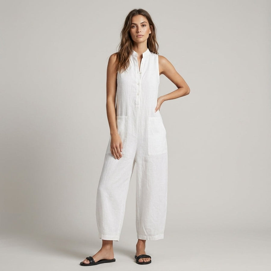 Ava Wide Leg Jumpsuit in Pearl
