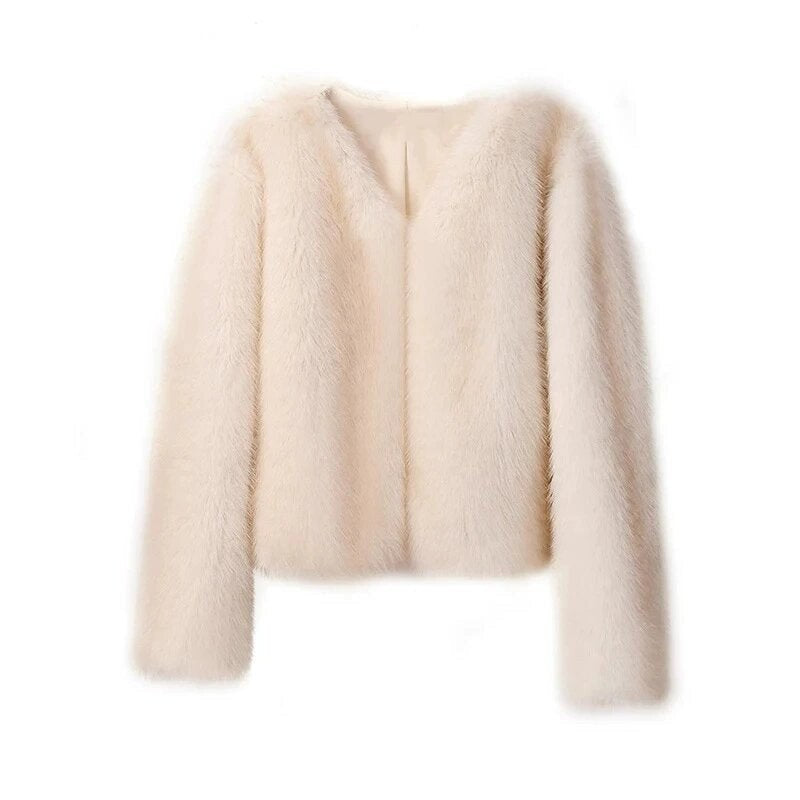 Aveline Jacket with V-Neck in Apricot