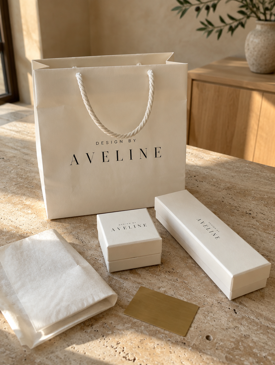 Design By Aveline jewelry packaging, gift bag and boxes
