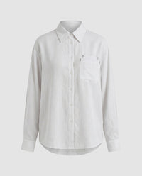 Aveline Linen Blouse with Chest Pocket in Wolkenweiß