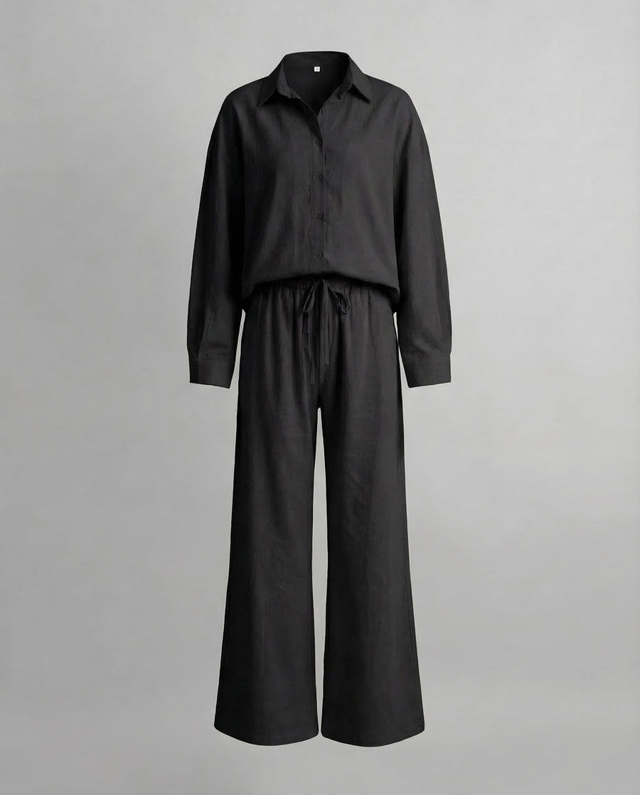 Aveline Linen Trousers in Black