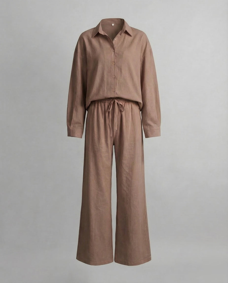 Aveline Linen Trousers in Brown