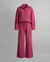 Aveline Linen Trousers in Wine Red