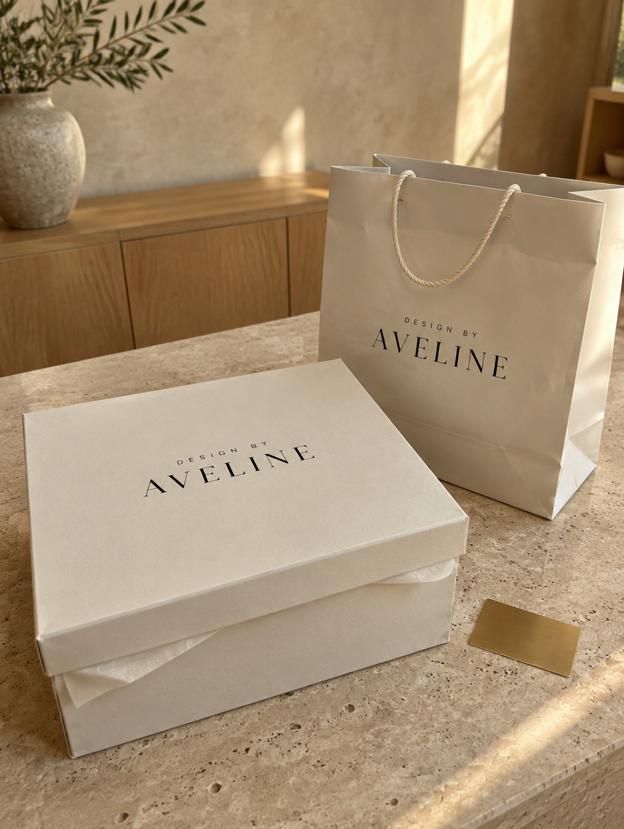 Design By Aveline shoe box and gift bag