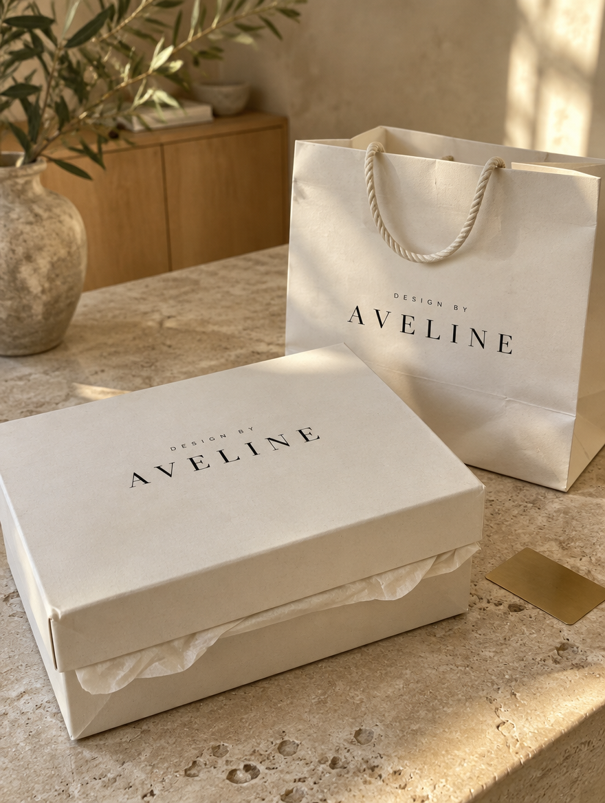 Design By Aveline shoe box and gift bag