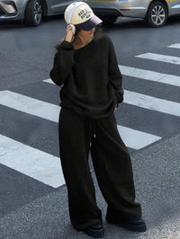 Abelone | Women's Oversized Pockets Tracksuit Set in Black