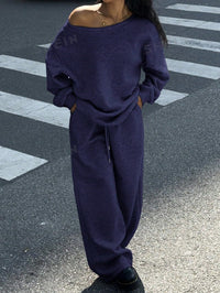 Abelone | Women's Oversized Pockets Tracksuit Set in Dark Blue